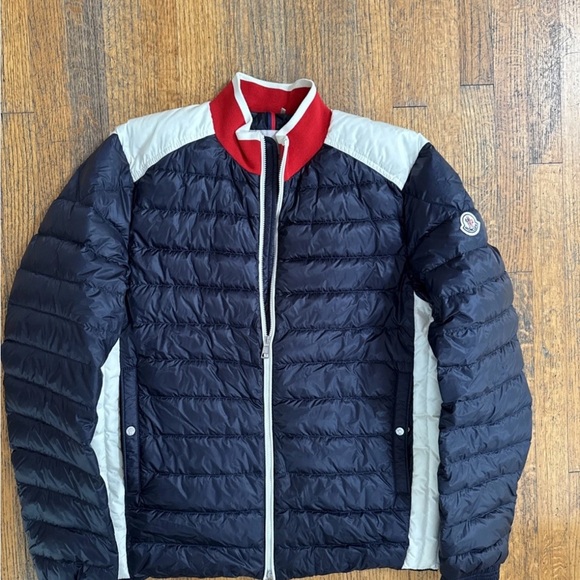 Moncler Navy and White Men's Puffer Jacket Size 5 Large - Picture 3 of 9